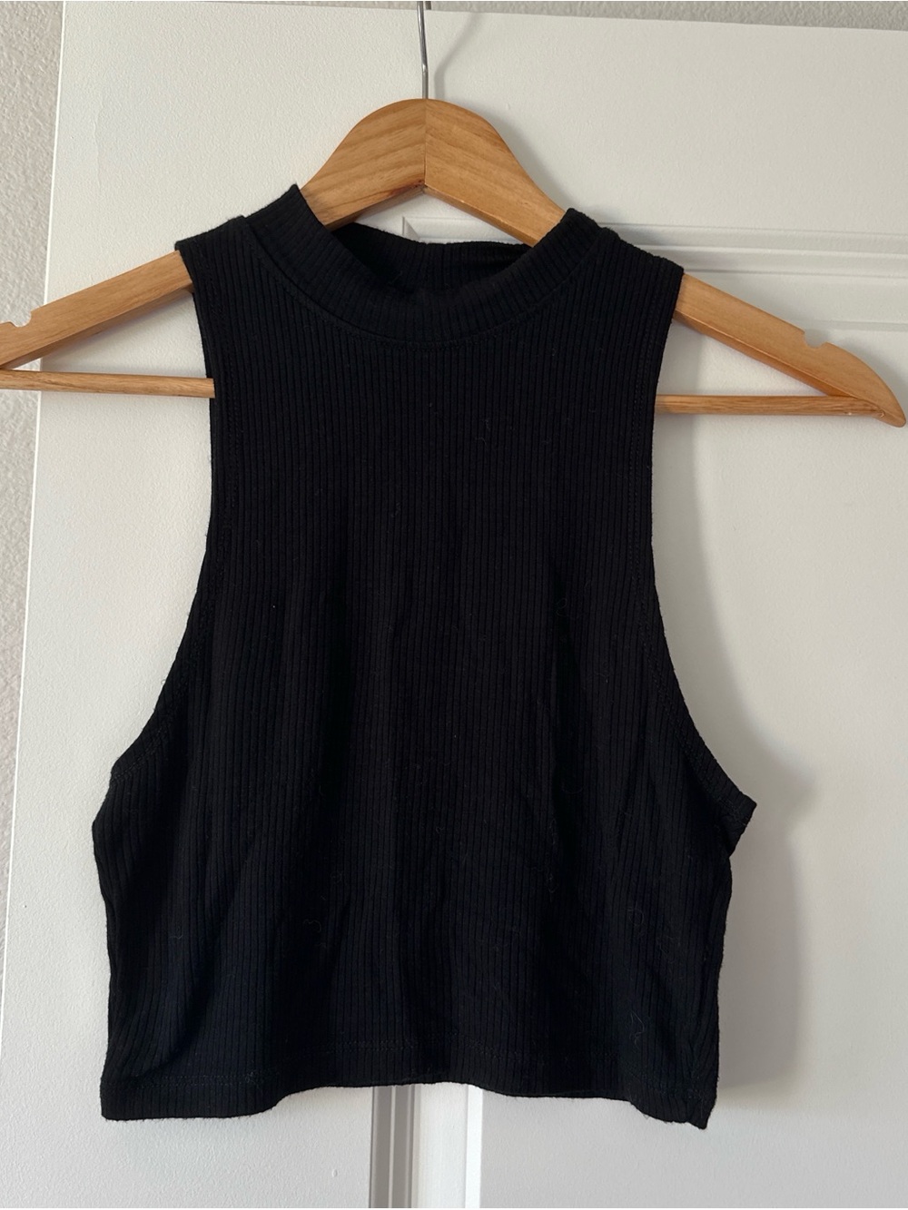 bp Black Ribbed Mock Neck Cropped Tank